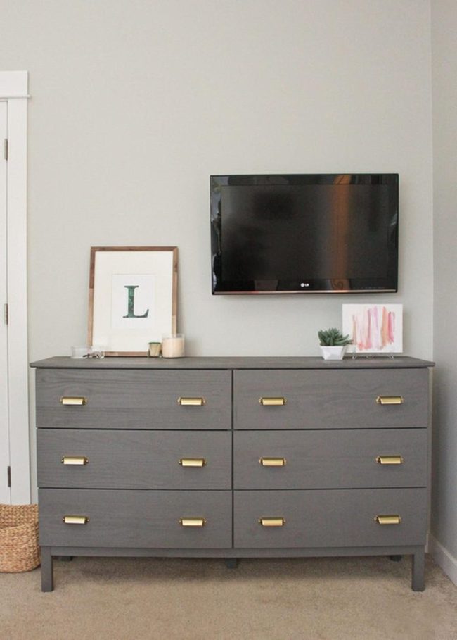 Dark Gray Dresser Gold Handles