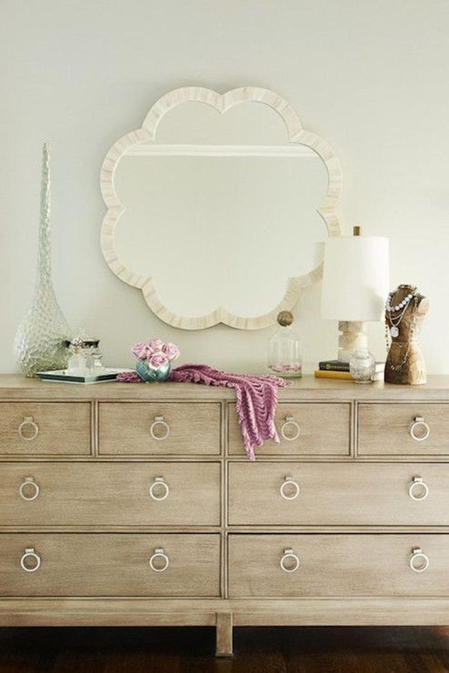 Light Wood Dresser With Purple Accents