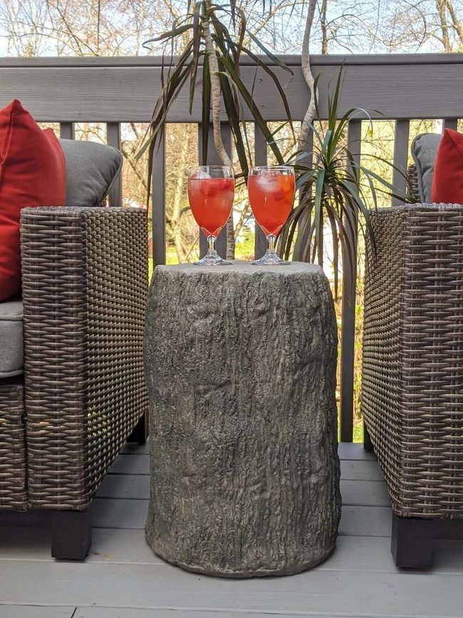 Faux Wood Stump Concrete Table