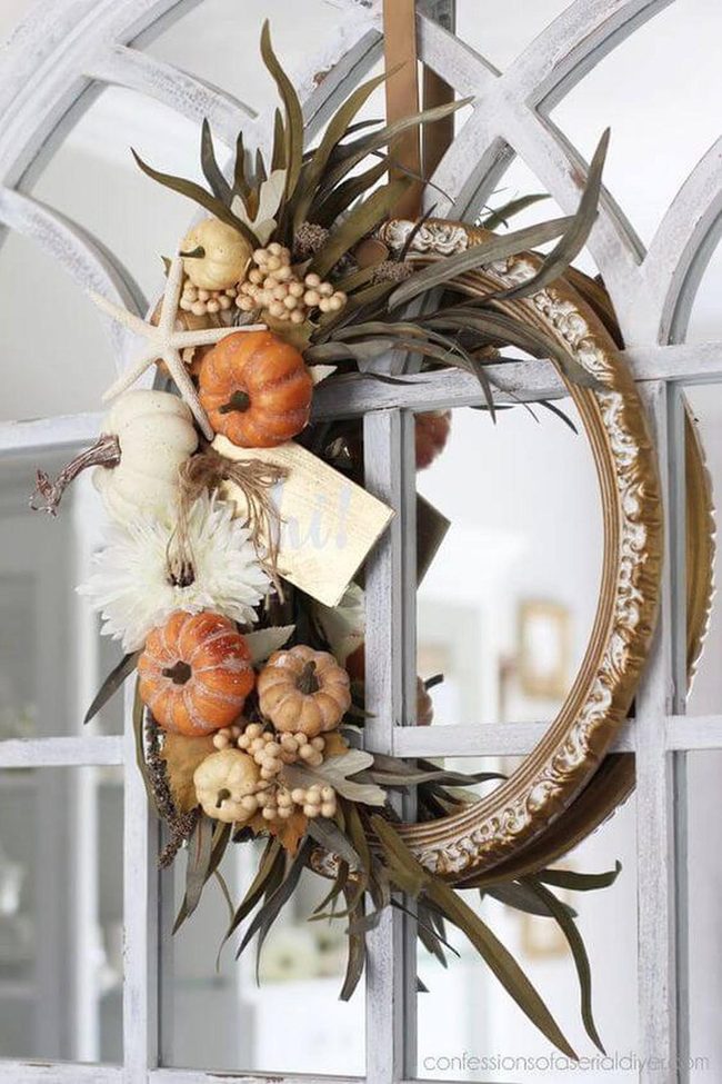 Orange Pumpkin Starfish Wreath