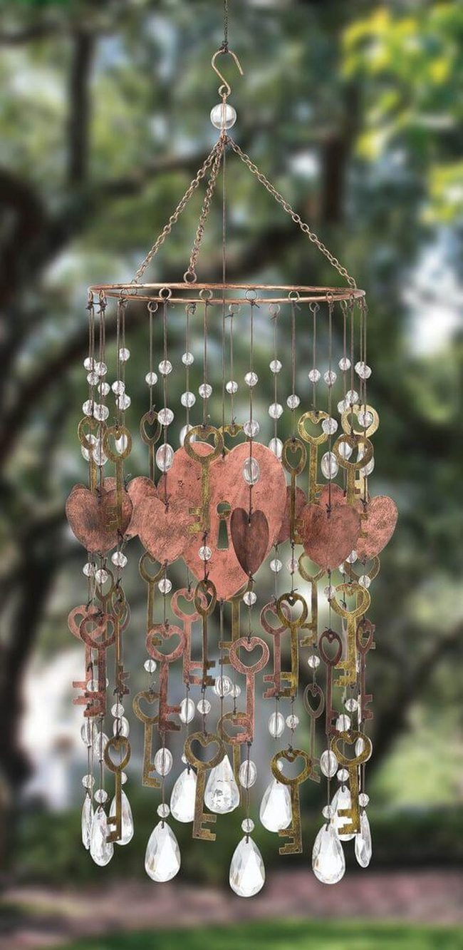 Gem-Studded Heart Wind Chime