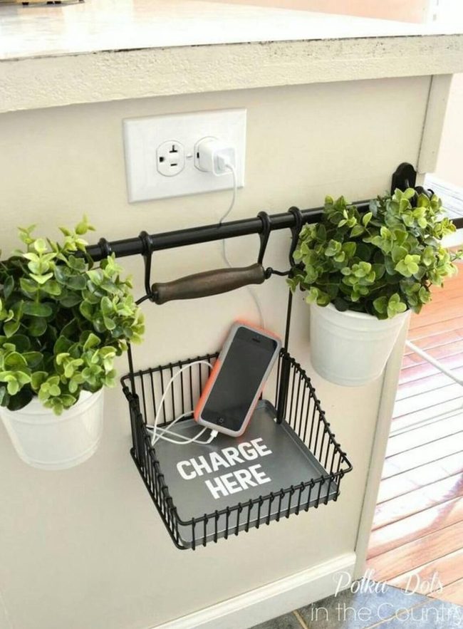 Wood Cable Box With Living Plants