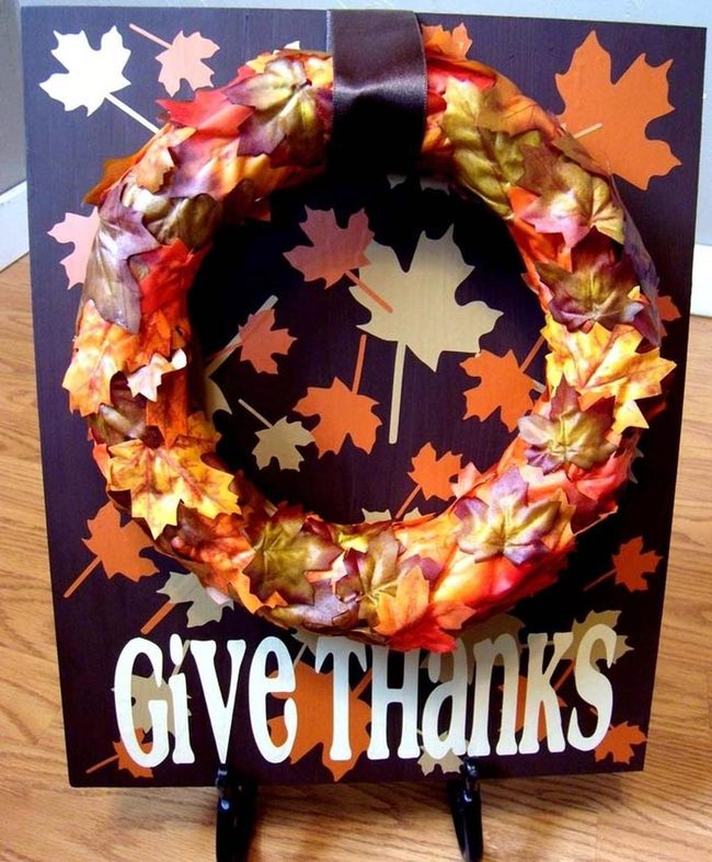 Orange Red Gold Leaf Wreath