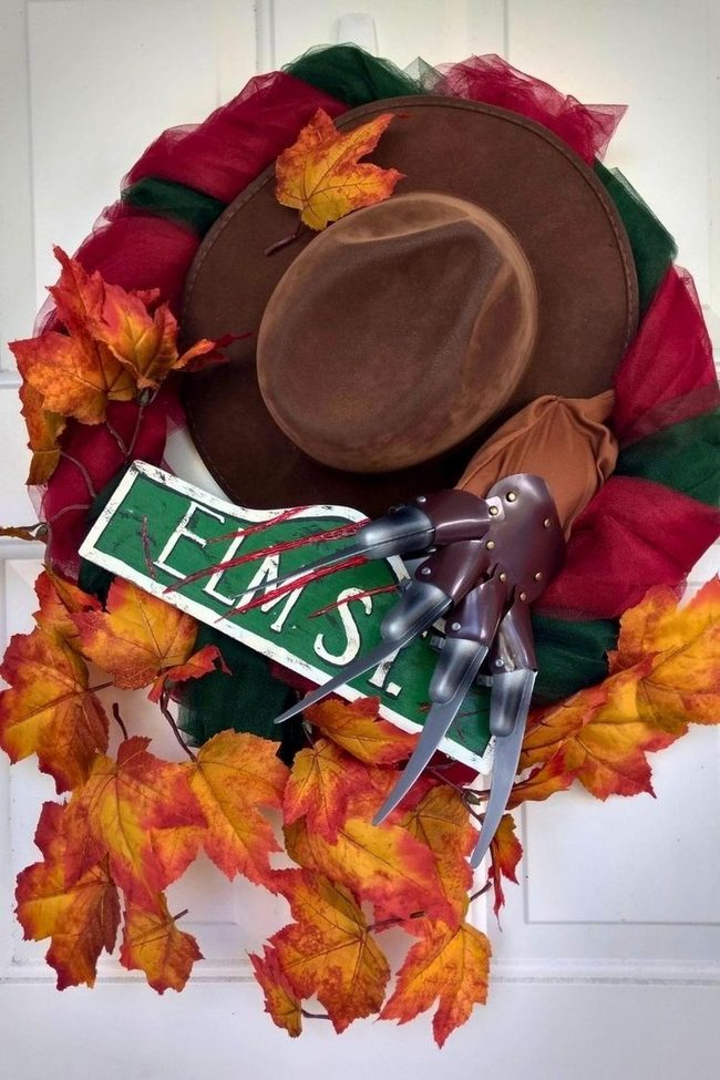 Mint Door Wreath With Witch Squirrel