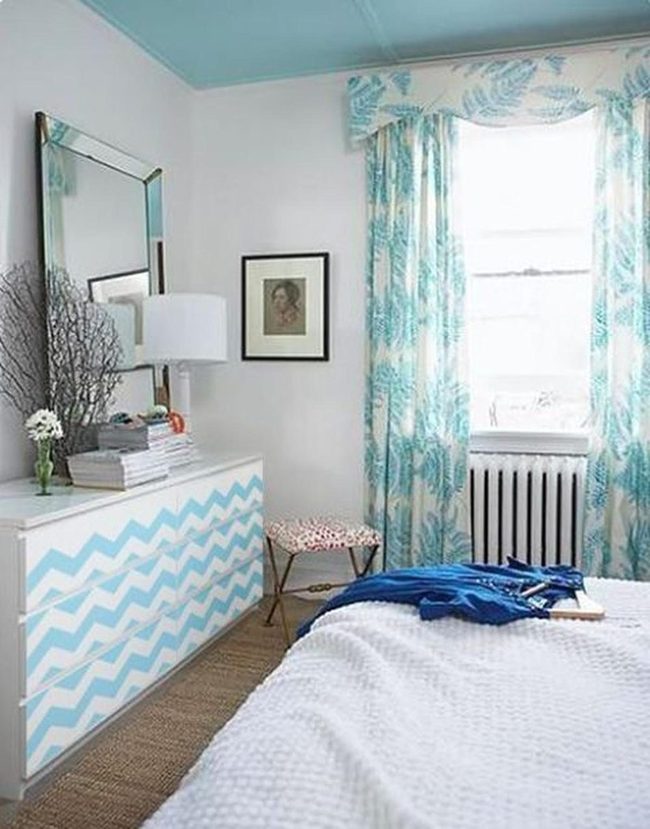 Light Blue Bedroom With Zigzag Dresser