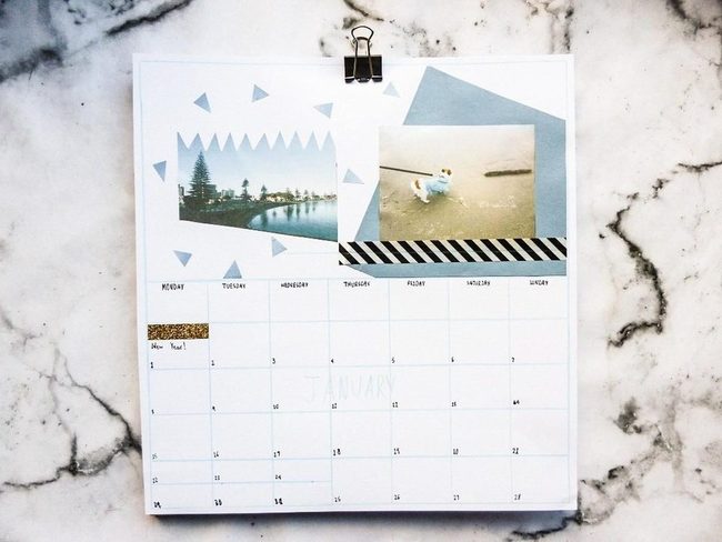 Marble Minimalist Calendar Geometry