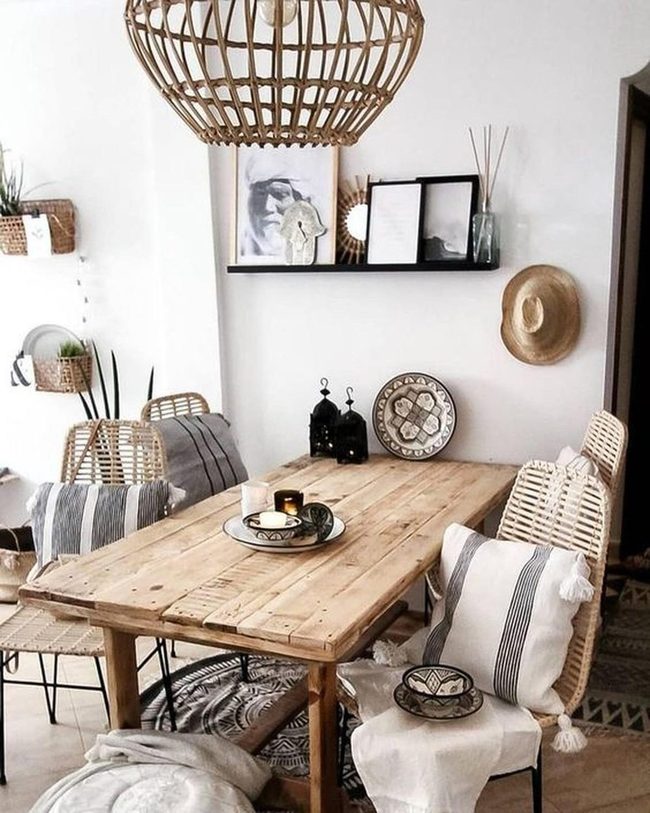 Woven Natural Wood Dining Gather