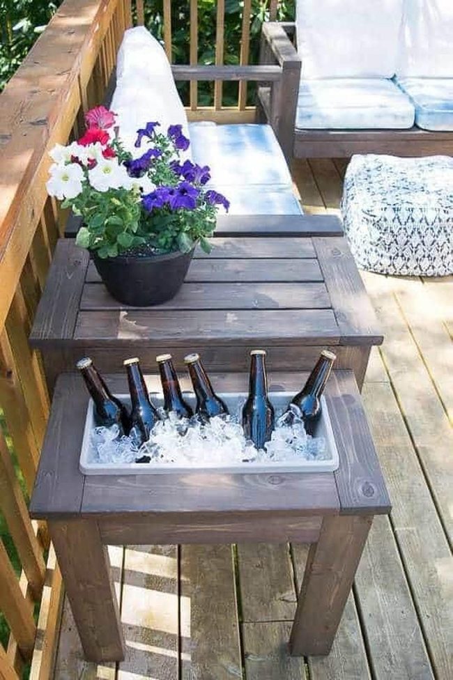 Built-In Cooler Wood Table