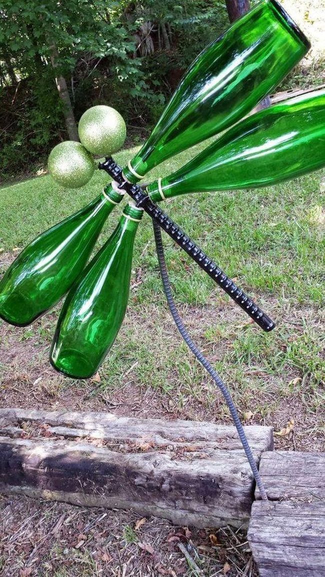 Emerald Bottle Dragonfly Garden