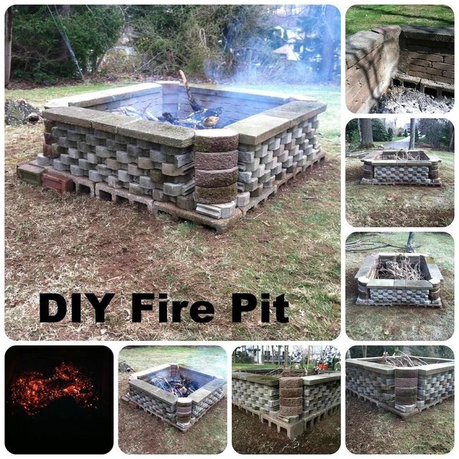 Cinder Block Fire Pit Centerpiece