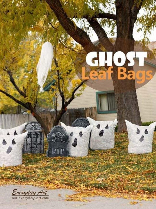 Glowing Leaf-Filled Ghost Bags