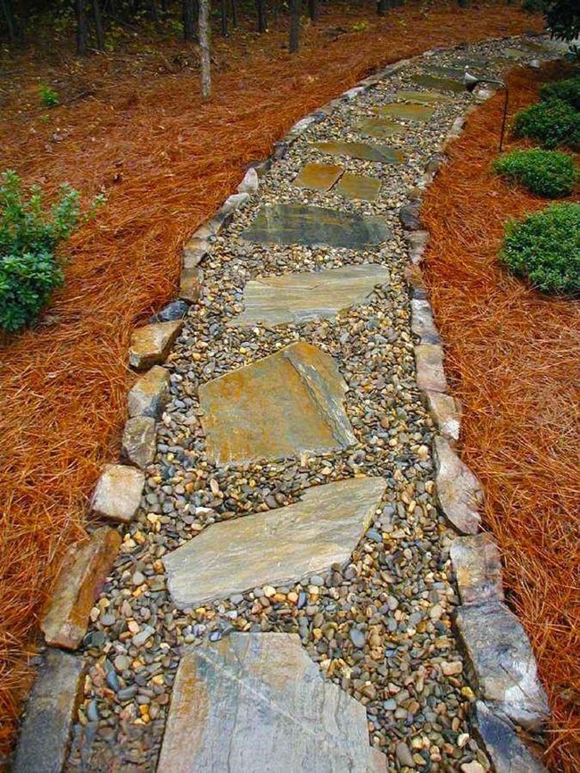 Slate And River Stone Garden Walkway