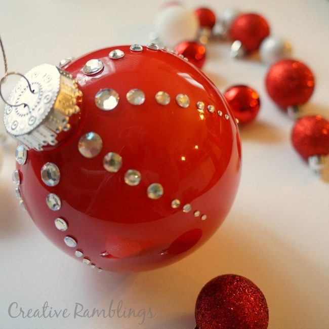 Crimson Spheres With Rhinestone Sparkle