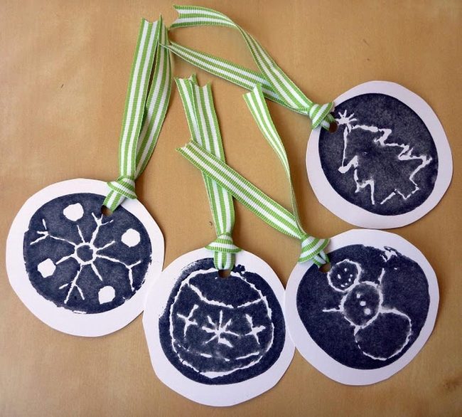 White Snowflakes On Deep Handmade Tags