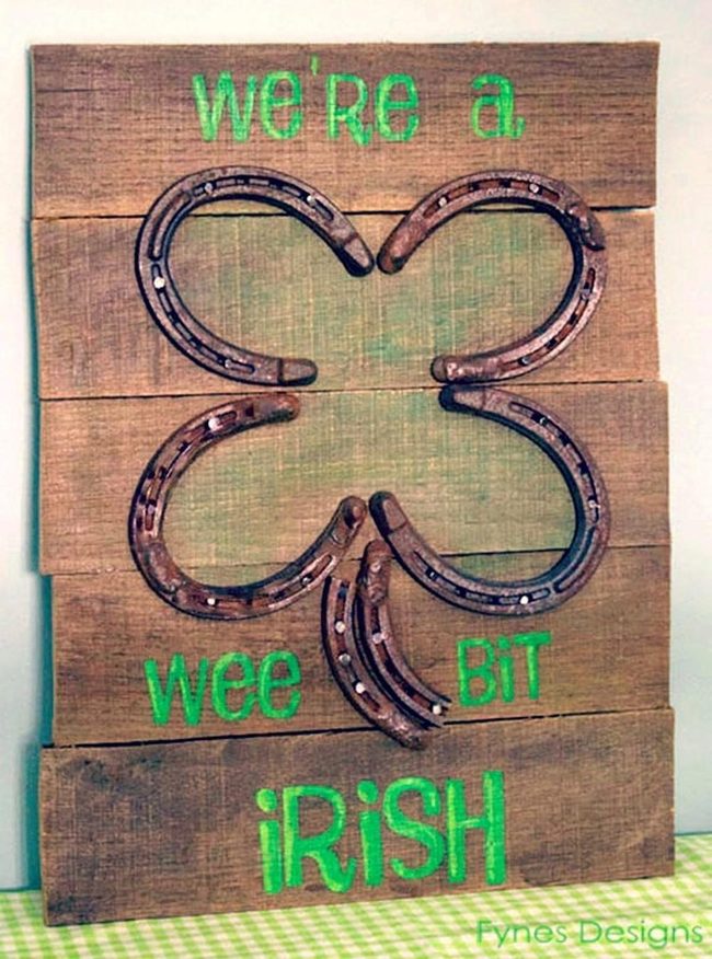 Green Irish Letters On Weathered Wood