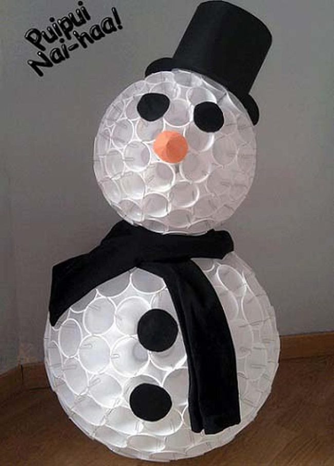 Painted Cup Snowmen Figures