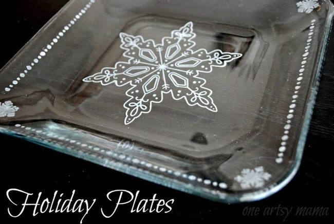 White Snowflake Square Plates