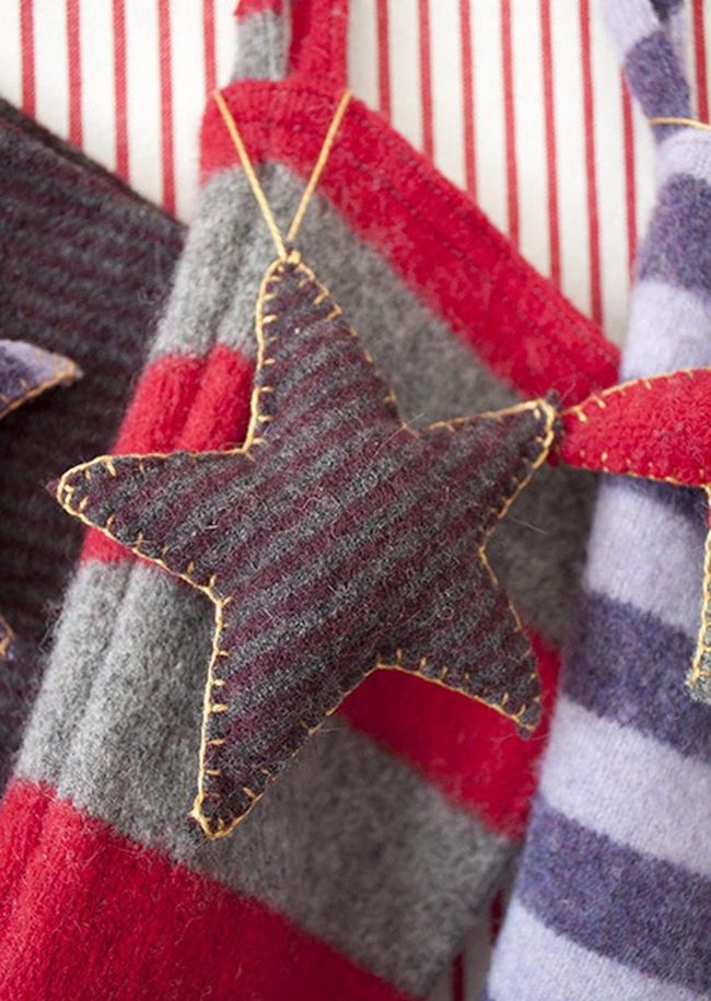 Red Purple Gray Striped Wool