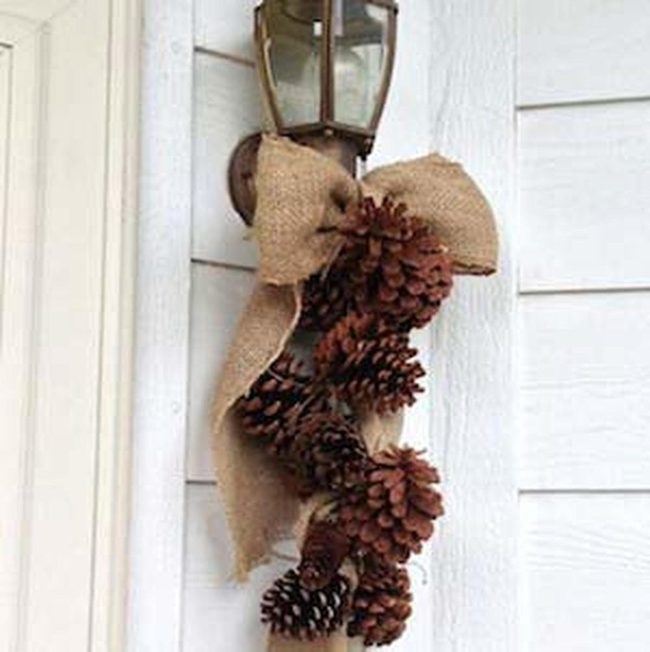 Burlap Pinecone Front Door Wreath