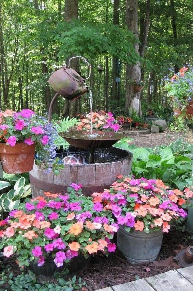 Teapot Water Fountain Gold Pan