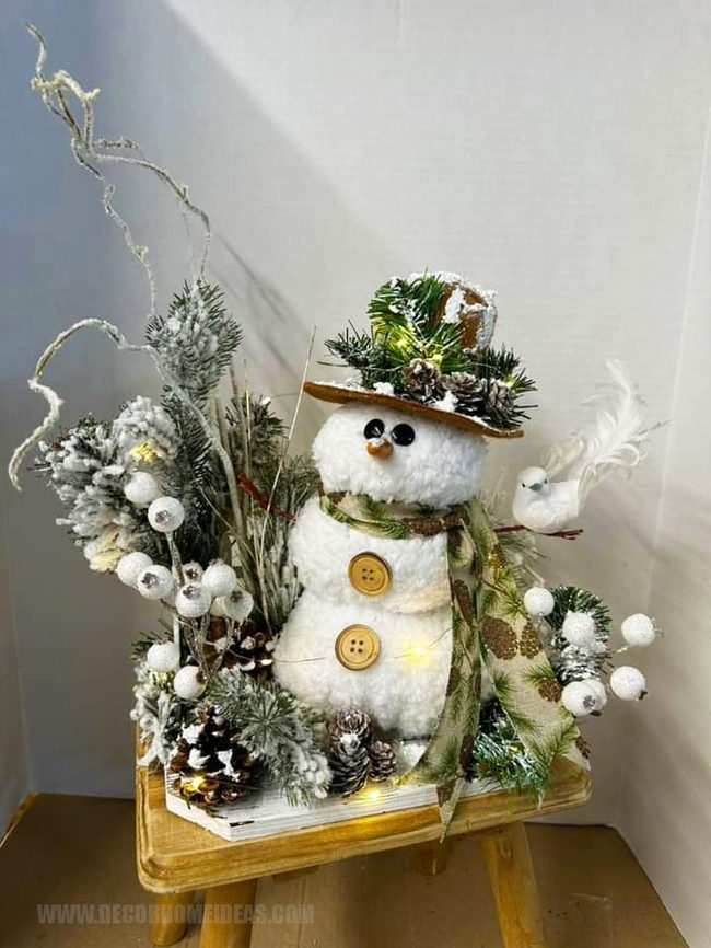 Soft Sherpa Snowman With Greenery