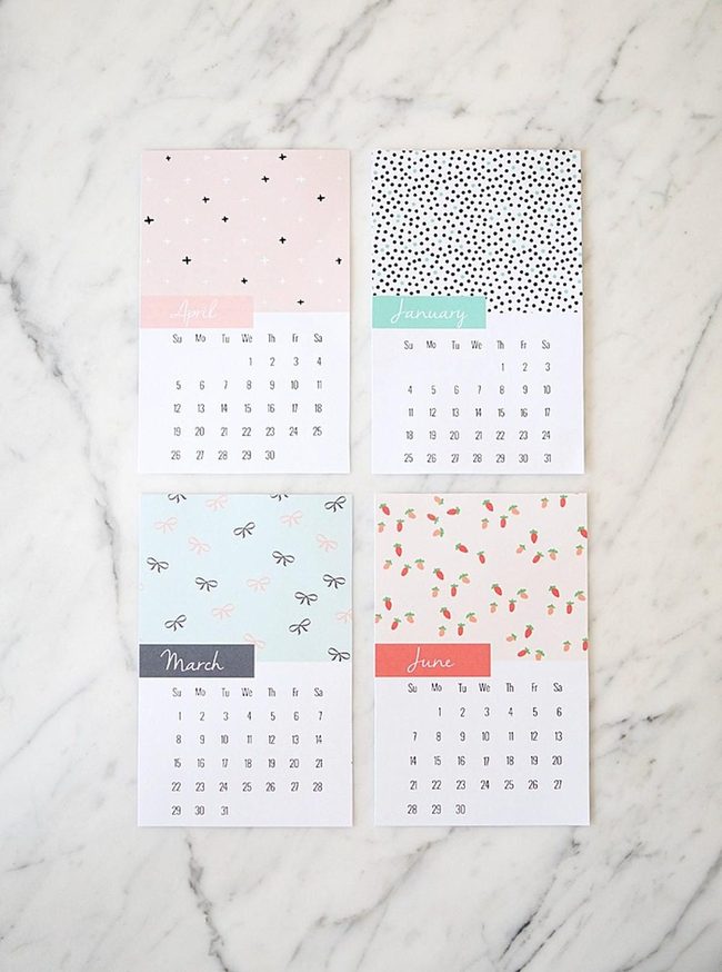 Pastel Calendar Pages Scattered Stars