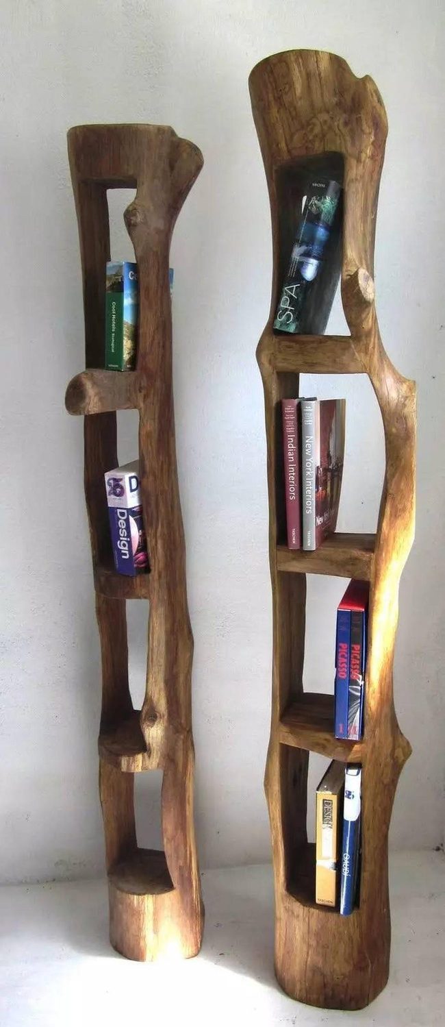 Carved Wood Tower Shelves