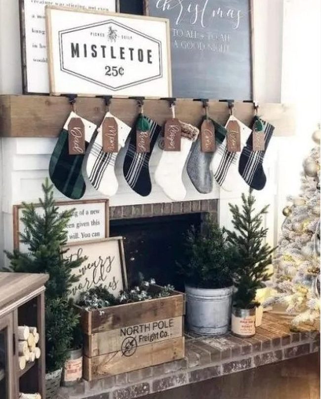 Stockings And Fireplace Pine