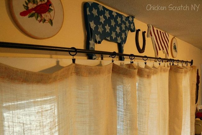 Burlap Curtains With Floor Pooling