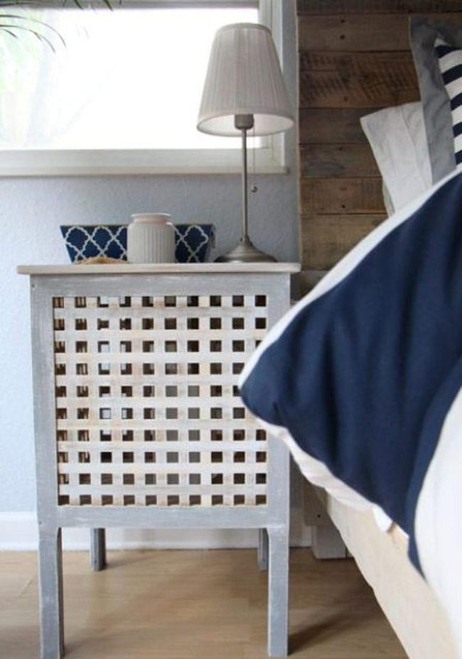 Navy Lattice Side Table Statement