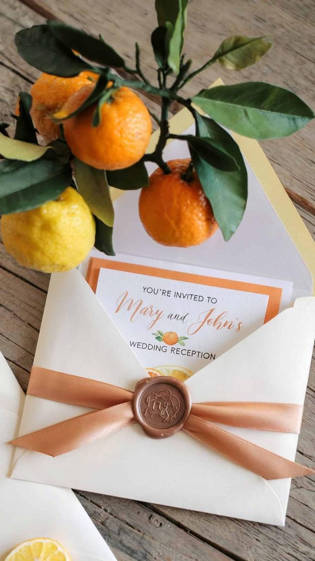 Yellow Citrus Watercolor Invitations