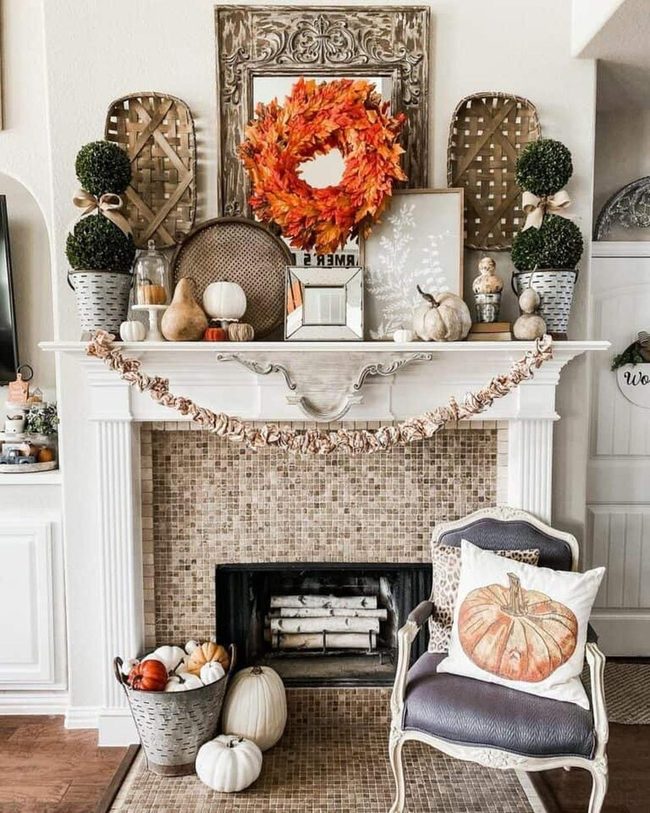 Orange and Red Maple Leaf Wreath
