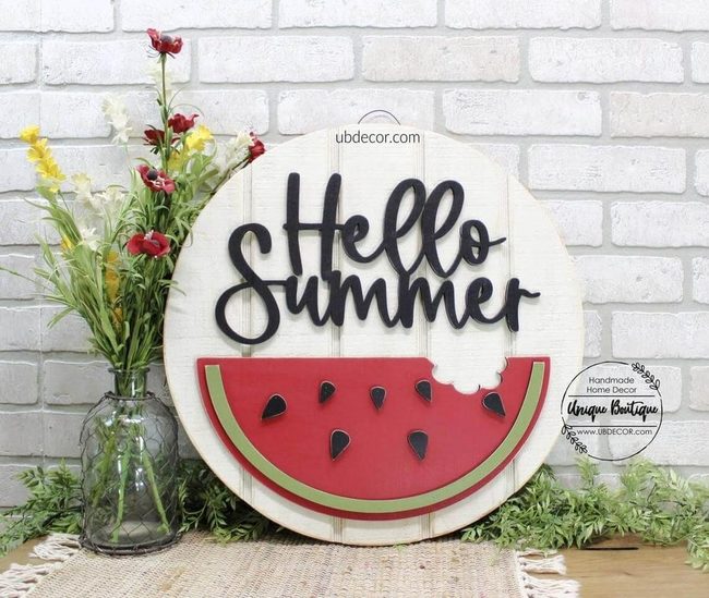 Bright Pink Watermelon Summer Sign