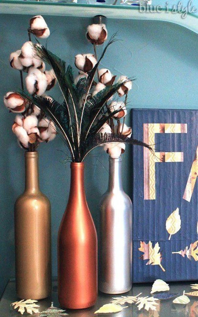 Metallic Glass Bottles Statement Piece