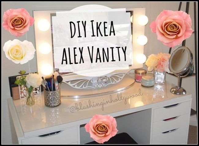 Lit Mirror Desk With Glass Jars