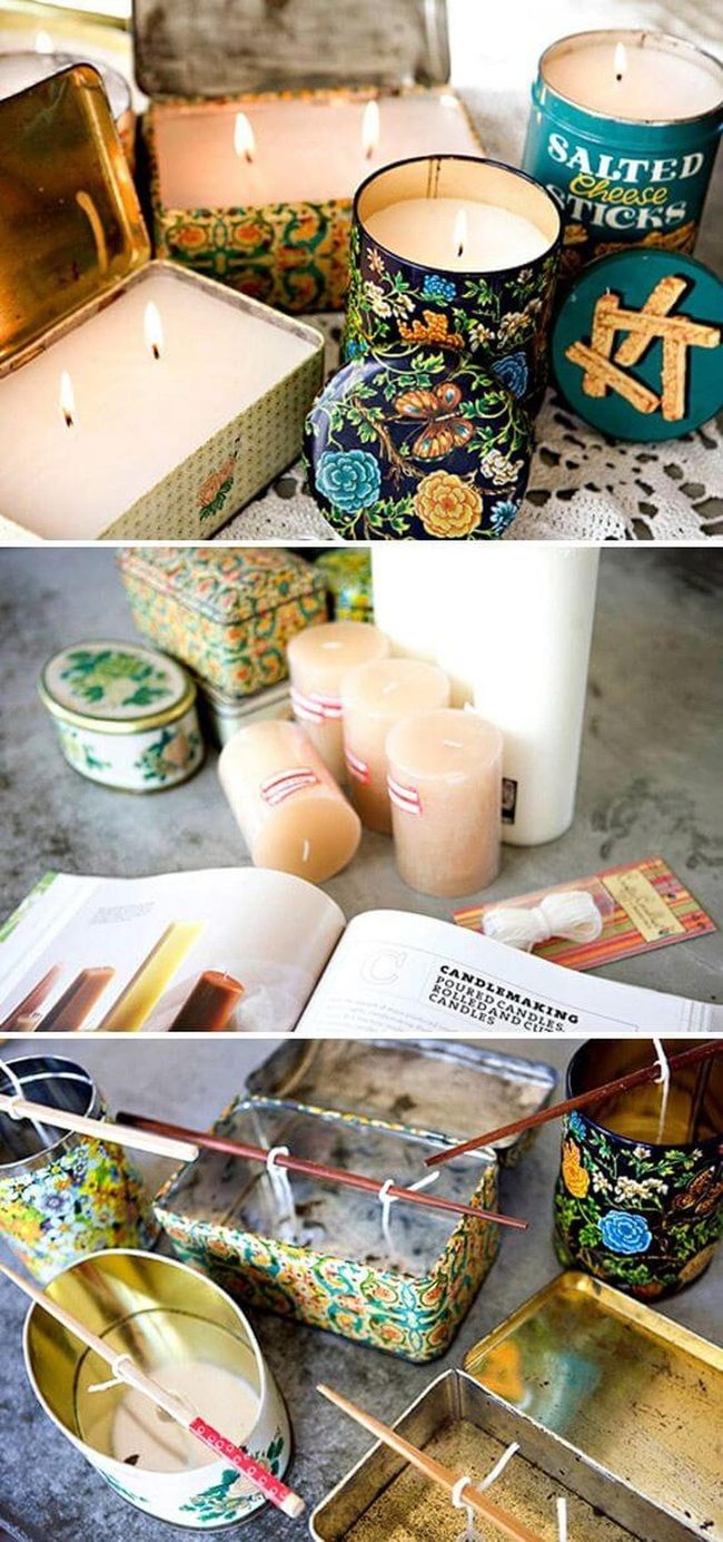 Vintage Tin Candles With Artistic Flair