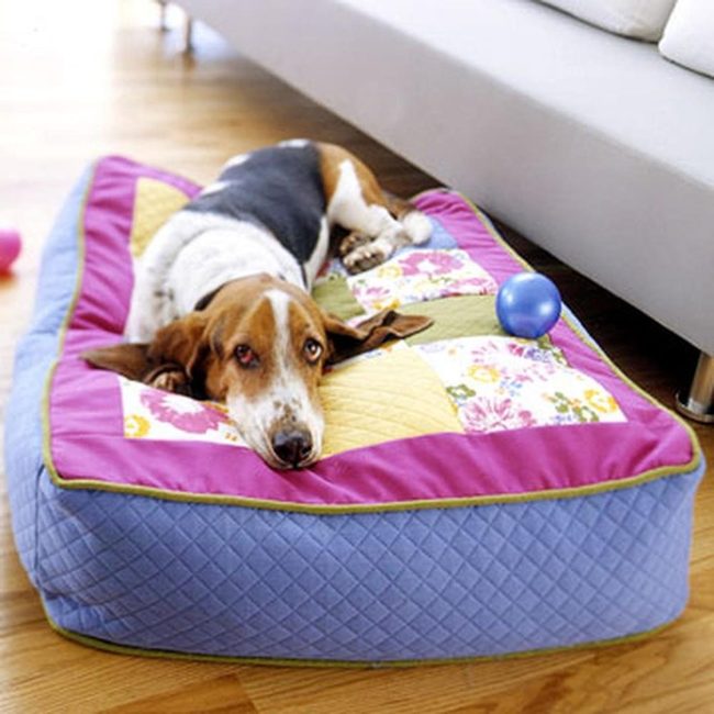 Purple, Yellow Floral Pet Bed