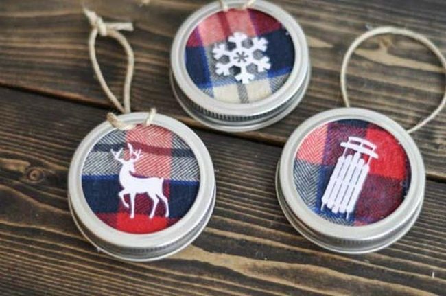 Buffalo Plaid Mason Jar Ornaments