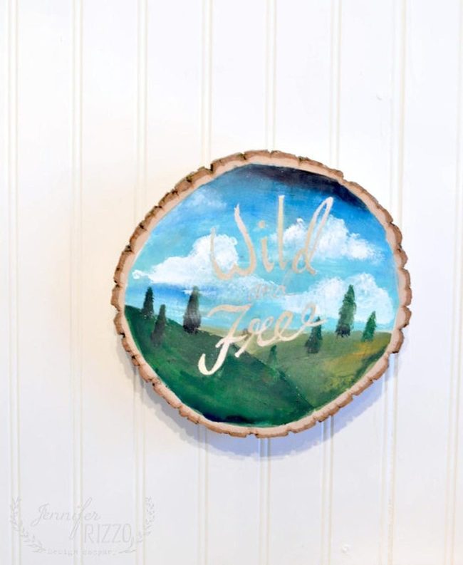 Landscape Paintings On Natural Wood