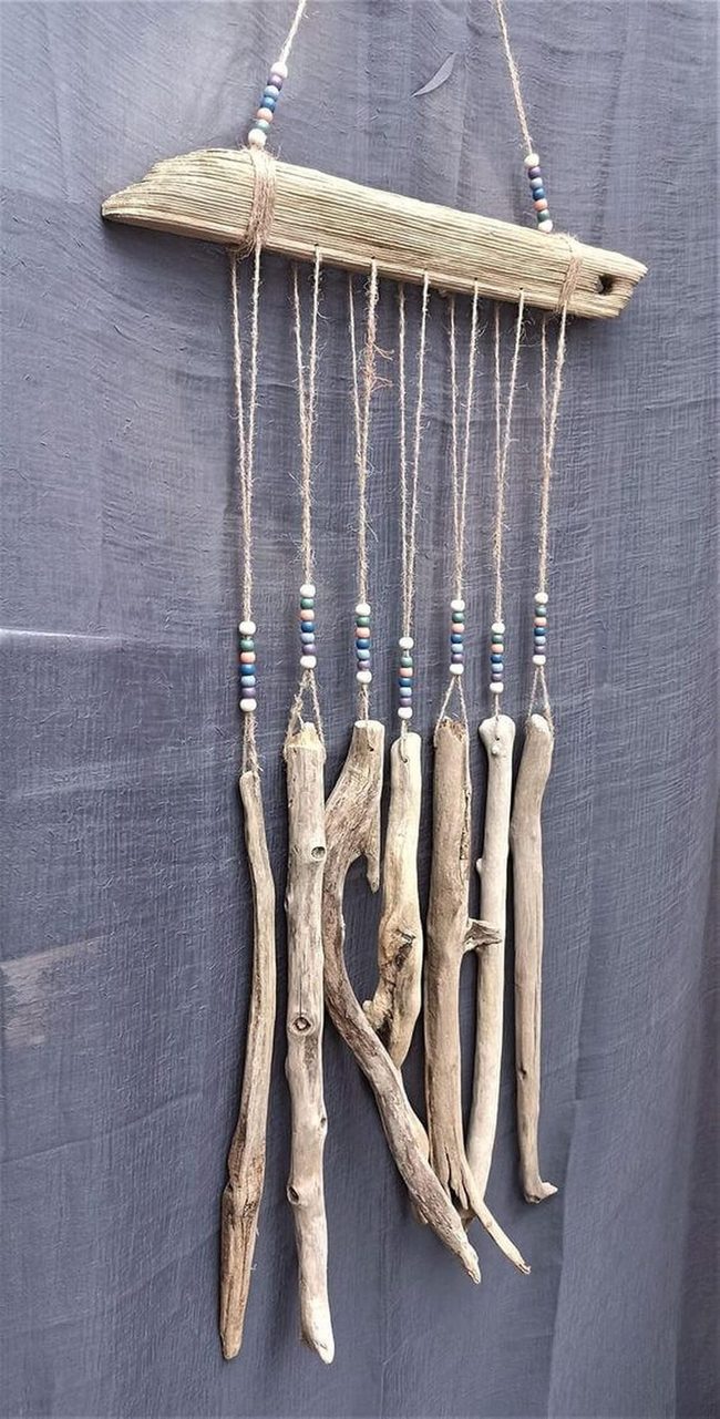 Driftwood Wind Chime Colorful Beads