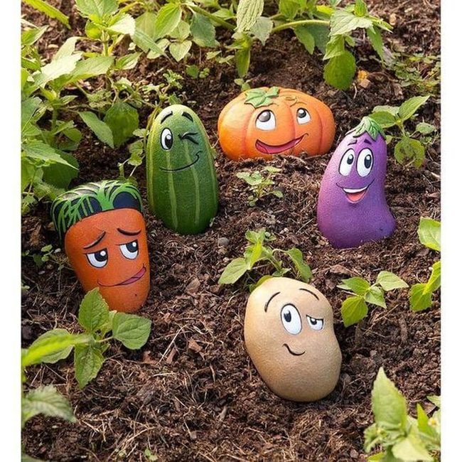 Smiling Veggie Painted Stones