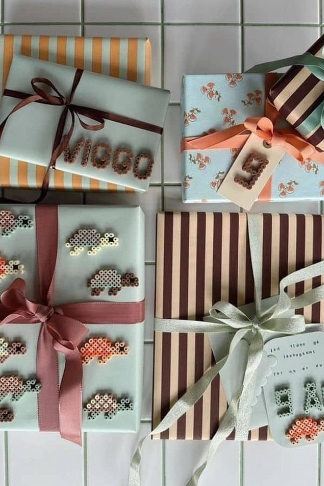 Striped Gift Wraps With Hama Beads