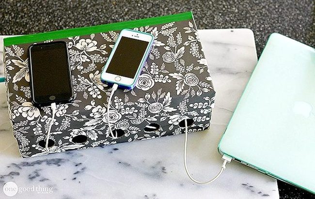 Floral Black And White Cable Box