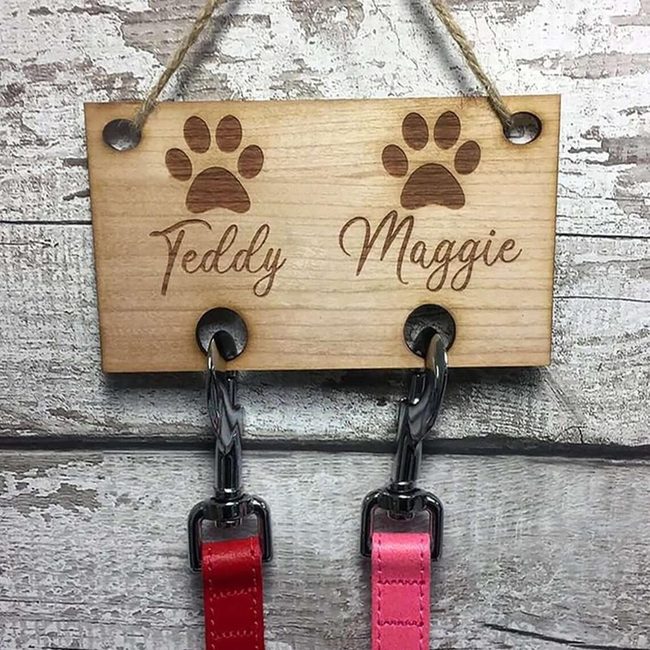 Cherry Wood Leash Organizer