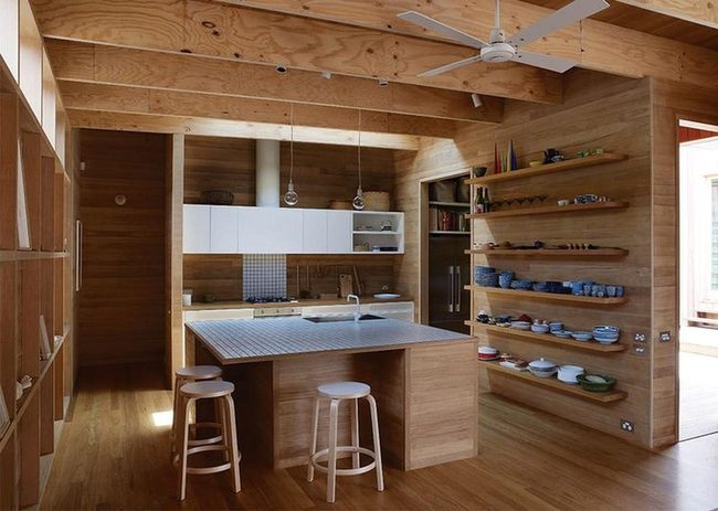 Natural Wood Kitchen Island Gathering