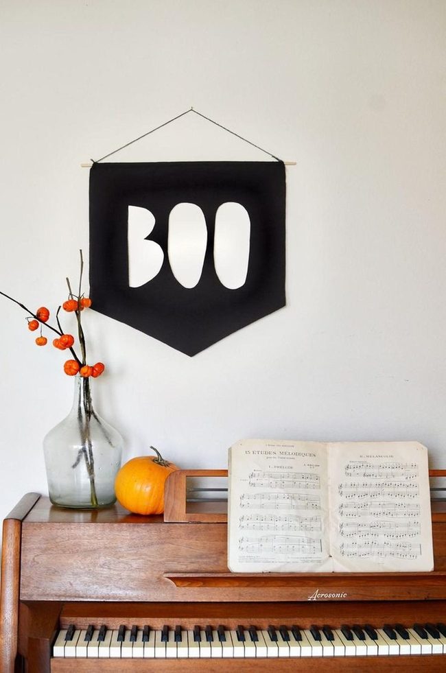 White Boo Letters Piano Display