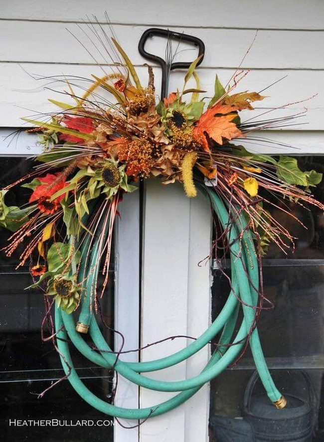 Dried Sunflowers And Garden Hose Wreath