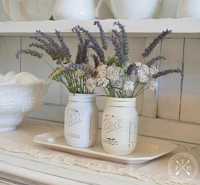 Whitewashed Wildflower Jars