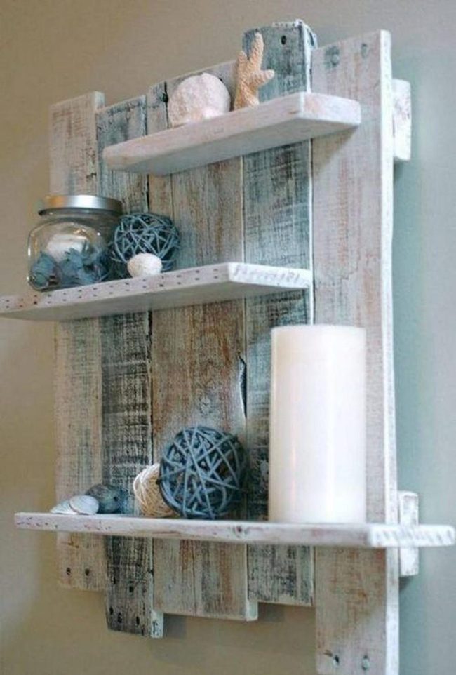 Weathered Wood Coastal Display Shelves