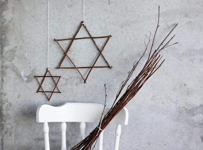 Wooden Stars On Gray Walls